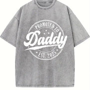 Promoted to Daddy Est 2026 Dad Vintage Washed T-Shirt in Gray