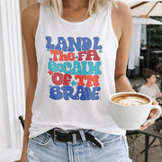 Land of the Free Because of the Brave Women's Color Cotton Tank Top in White