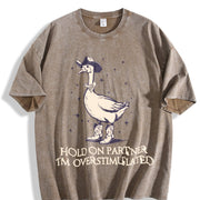 Hold on Partner IM Overstimulated Vintage Washed T-Shirt in Brown