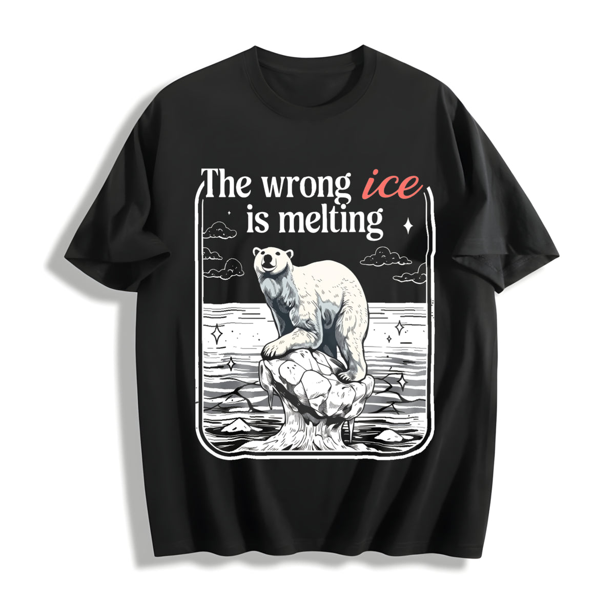 The Wrong ICE Is Melting Cotton T-Shirt in Black