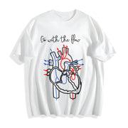 Simple Letter and Peace Heart One-piece Cotton T-Shirt in White
