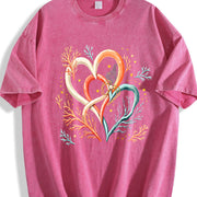 Interlocking Hearts Vintage Washed T-Shirt in Red