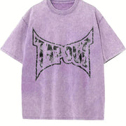 Y2k Tapout Skull ( ) Amity Affliction Tapout Mma Elite Vintage Washed T-Shirt in Purple