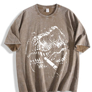 T Rex Smoke Y2k 90s Vintage Washed T-Shirt in Brown