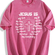 Cross Jesus God vintage washed oversized T-shirt in Red