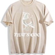 Retro Pigeon Puns 90s Vintage Washed T-Shirt in Beige