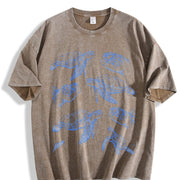 Sea Turtle 90s Tattoo Vintage Washed T-Shirt in Brown