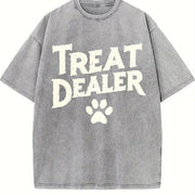 Treat Dealer – Dog Lover Dog Dad & Dog Mom Pet Parent Paw vintage washed oversized T-shirt in Gray