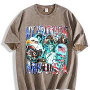My Pronouns Are USA Retro Vintage Washed T-Shirt in Brown
