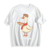 Le Honque Goose Silly Goose Cotton T-Shirt in White