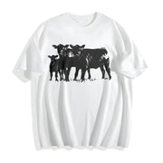 Cute Cow for Farmers Animal Lover Western Country Cow Cotton T-Shirt in White