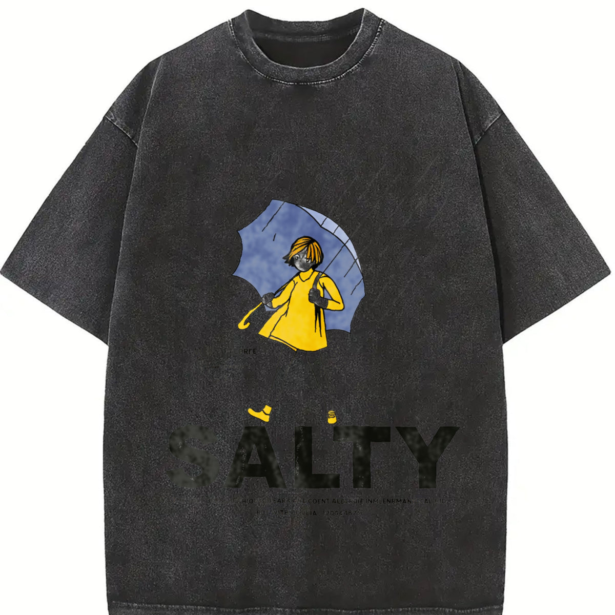 Sality Girl Trendy in Black Breathable for Daily Wear vintage washed oversized T-shirt in Black
