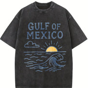 Gulf of Mexico Sunset Waves Vintage Washed T-Shirt in Black