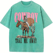 Cowboy Take Me Away vintage washed oversized T-shirt in Blue