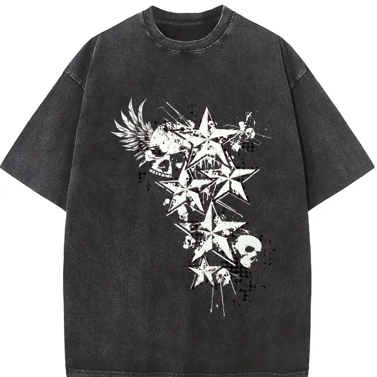 Y2K Red Goth E-girl Gothic 90s Vintage Washed T-Shirt in Black