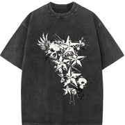 Y2K Red Goth E-girl Gothic 90s Vintage Washed T-Shirt in Black