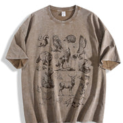 Forest Animals 90s Vintage Washed T-Shirt in Brown