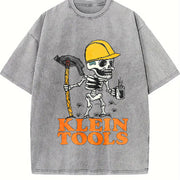 Klein Tools Skeleton Worker Vintage Washed T-Shirt in Gray