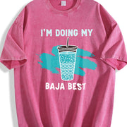 1pc Y2K Retro Baja Blast I'm DOING MY BAJA BEST Vintage Washed T-Shirt in Red