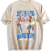 Retro Limited WWE Stone Cold Austin WrestleMania 41 vintage washed oversized T-shirt in Beige