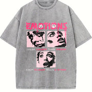 Distressed Stylish Vintage Washed T-Shirt in Gray