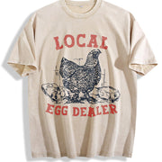 Local Egg Dealer Chicken vintage washed oversized T-shirt in Beige