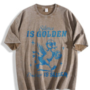 Retro Silence Is Golden Duck Tape Is Silver 90s Vintage Washed T-Shirt in Brown