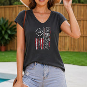 Navy Blue Patriotic USA Tank Women's Color Cotton Tank Top in Gray
