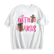 Coffee & Jesus Cotton T-Shirt in White