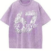 Six Seven 67 Vintage Washed T-Shirt in Purple