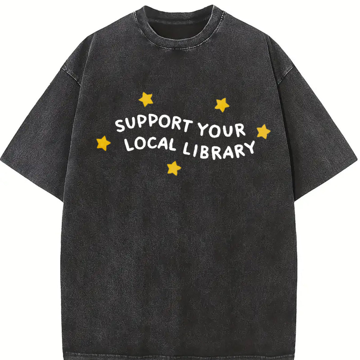 Support Your Local Library Vintage Washed T-Shirt in Black