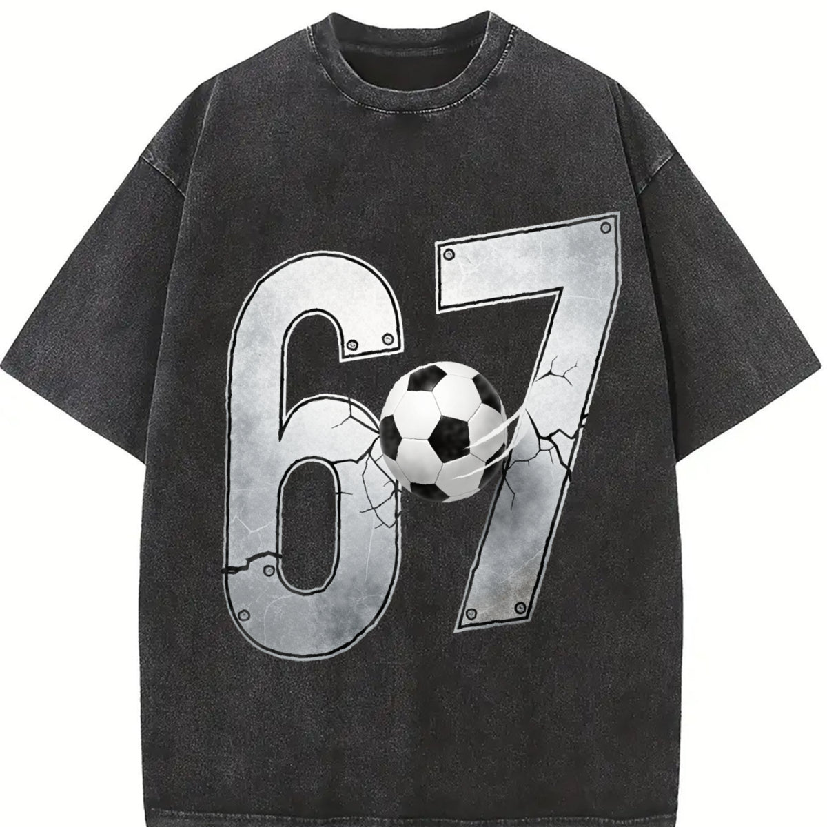 67 Soccer Vintage Washed T-Shirt in Black
