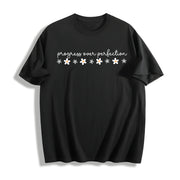 Progress Over Perfection Inspirational Teacher Cotton T-Shirt in Black