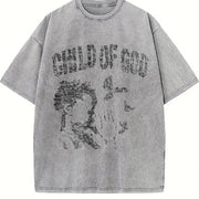 Child of God Praying Dove Sleeveless Tank Vintage Washed T-Shirt in Gray