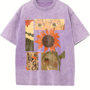 The Hikaru Died Cool Birthday Distressed Festive vintage washed oversized T-shirt in Purple