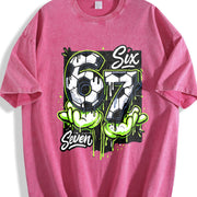 Six Seven Soccer Vintage Washed T-Shirt in Red