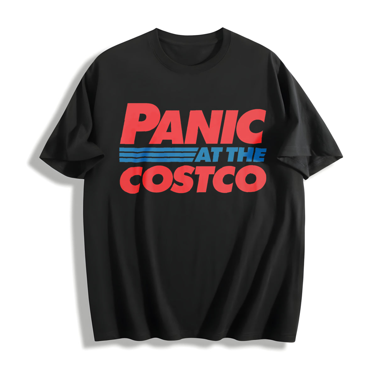Panic at the Costco Cotton T-Shirt in Black