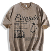 Penguin 90s Retro Arctic Bird Vintage Washed T-Shirt in Brown