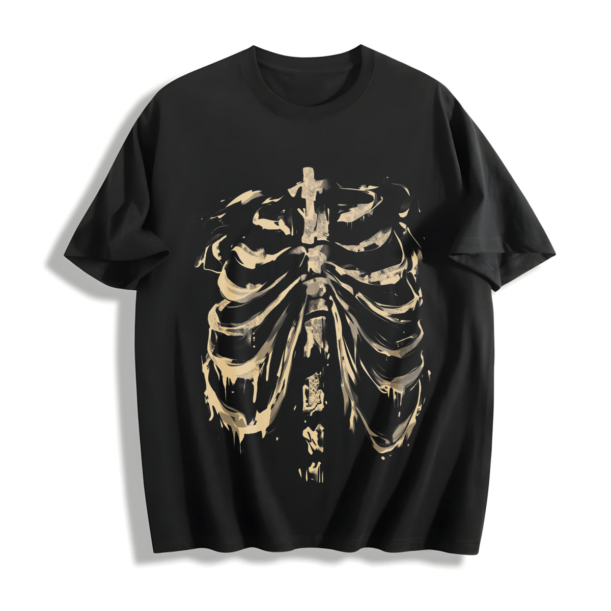 Asymmetrical Off-shoulder Cotton T-Shirt in Black