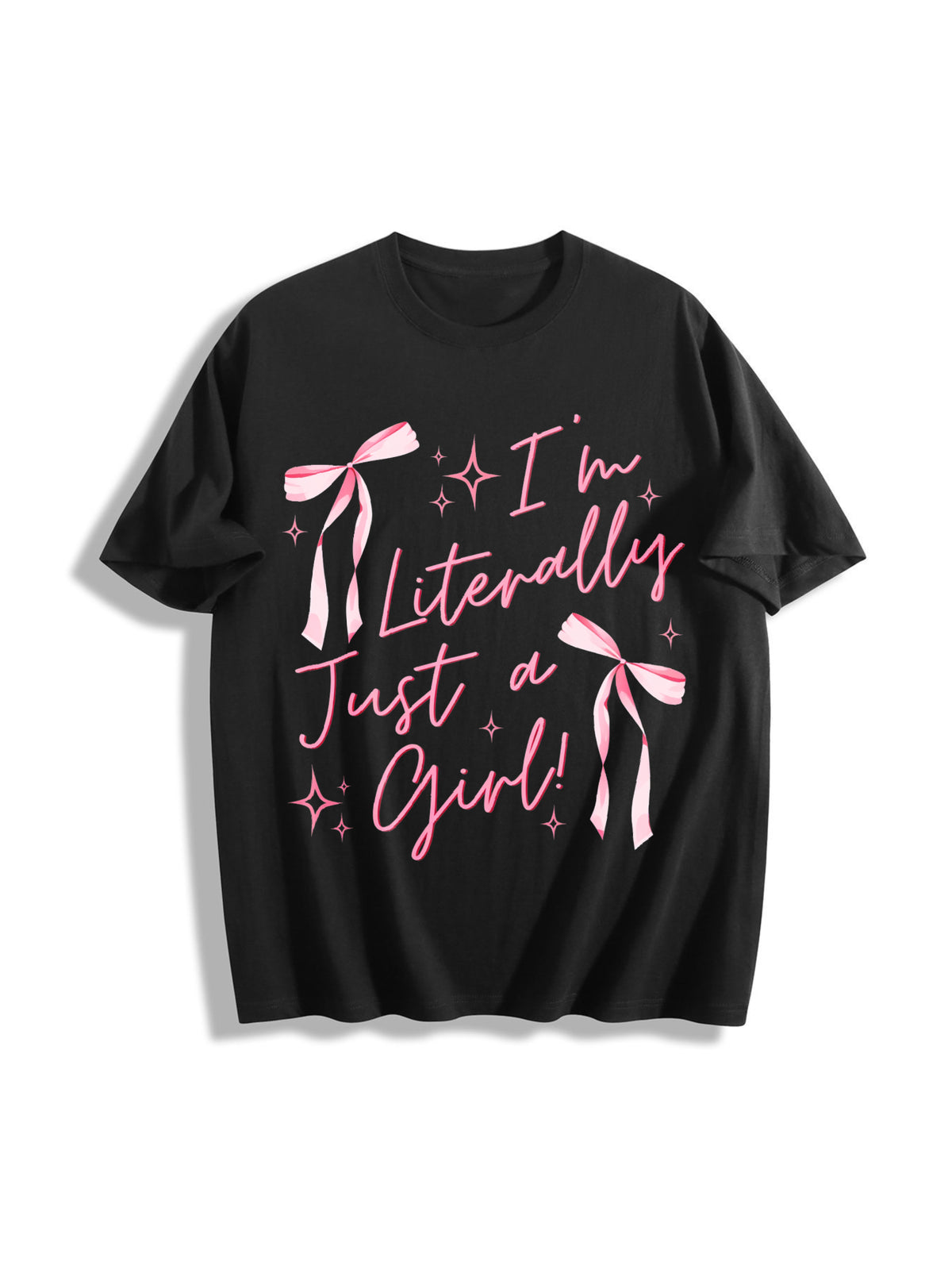 IM Literally Just a Girl Cotton T-Shirt in Black