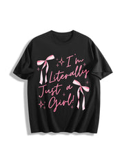 IM Literally Just a Girl Cotton T-Shirt in Black