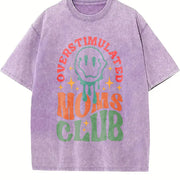 Overstimulated Moms Club Vintage Washed T-Shirt in Purple