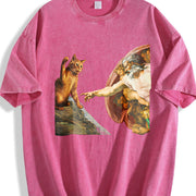 The Creation of Cat Vintage Washed T-Shirt in Red