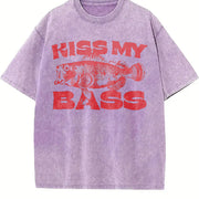 Kiss My Bass Style Fishing vintage washed oversized T-shirt in Purple