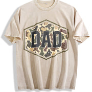 Camouflage Dad Retro Varsity Dad Vintage Washed T-Shirt in Beige