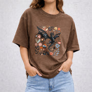 Abraxos Flower vintage washed oversized T-shirt in Brown