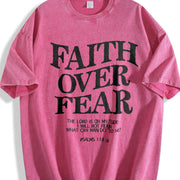 Faith Over Fear Vintage Washed T-Shirt in Red