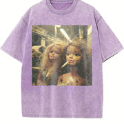 Glam Dolls Vintage Washed T-Shirt in Purple