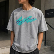 90's Paper Cup Nostalgia Vintage Washed T-Shirt in Gray