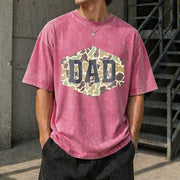 Camouflage Dad Retro Varsity Dad Vintage Washed T-Shirt in Red